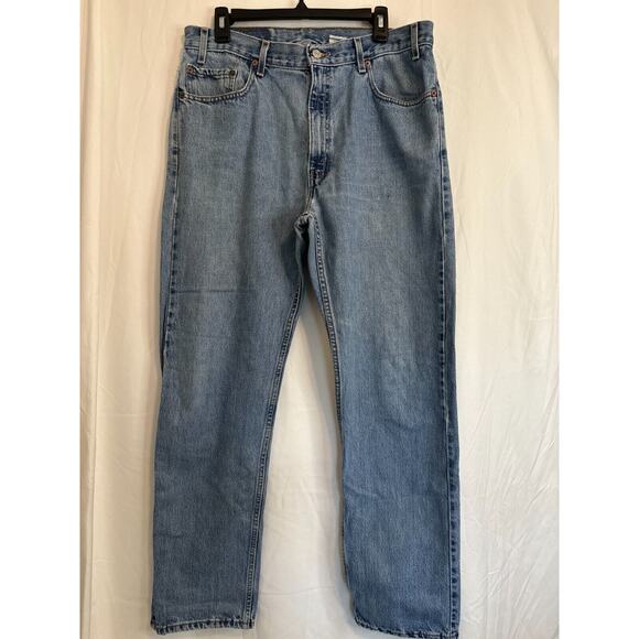 Levis 505 Straight Leg 36x32 Blue Jeans Mild Distress Denim 90s VINTAGE - Picture 13 of 13